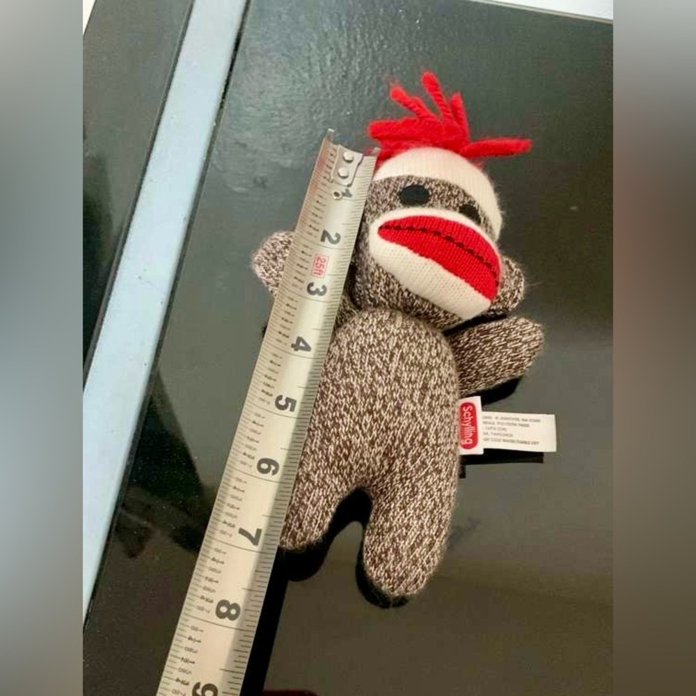 Sock Monkey Plush Toy with Red Accents